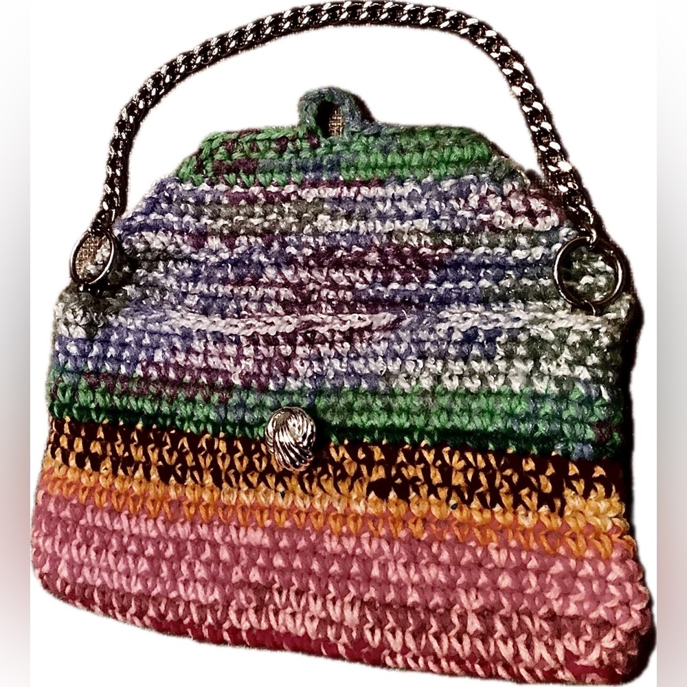 Adoreable Multi-Color Crochet Wristlet Front Button Closure - Picture 3 of 8
